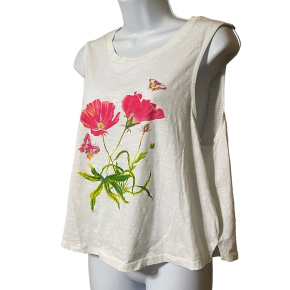 Levi’s Pink Flower White muscle style tank top - Picture 3 of 4